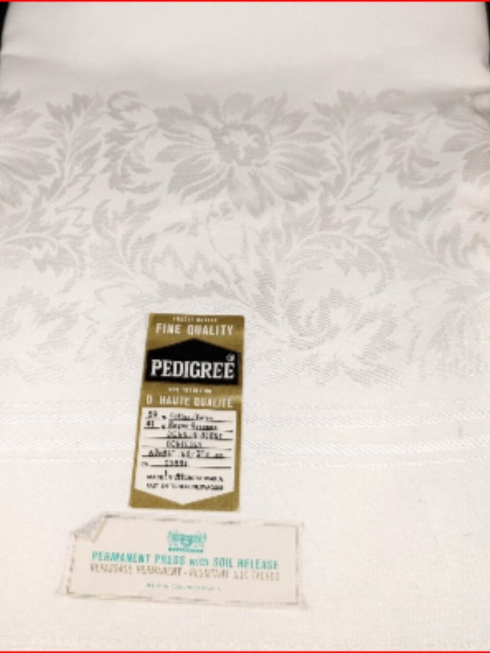 Vtg Czech Pedigree Brand 'Contessa' Tablecloth White Cotton/Rayon NOS 84"